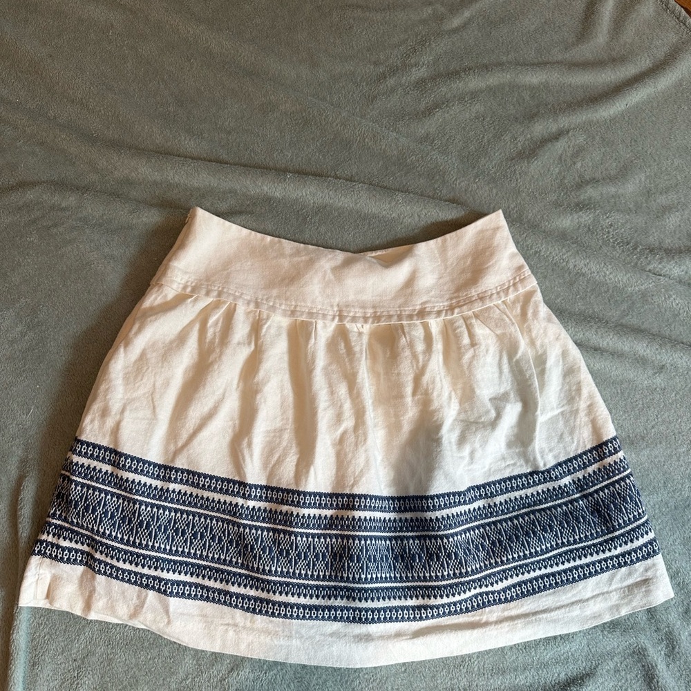 Madewell White Blue Skyline Cabana Jacquard Lined Mini Skirt